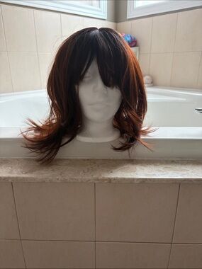 Women's Layered Synthetic Wig in Auburn Red - Unbranded